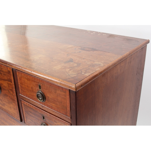 523 - A Regency satinwood crossbanded mahogany secretaire-chest - the plain top over two banks of two shor... 