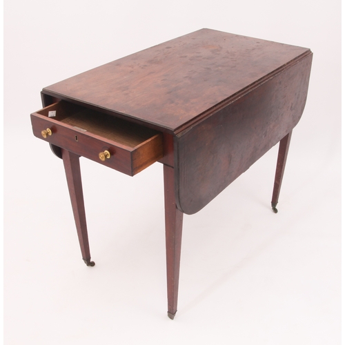 528 - A George III mahogany Pembroke table - the rectangular top with rounded angles, over a single end-dr... 