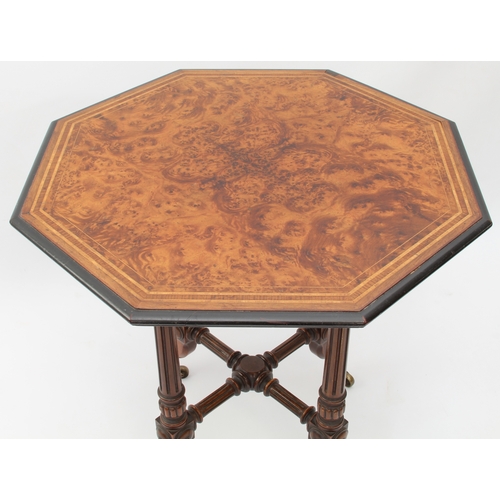 541 - A good quality late-Victorian amboyna, walnut and ebonised centre table in the Aesthetic taste - the... 