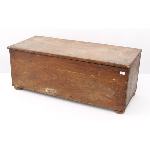 552 - A 19th century boarded elm chest - rectangular form with the original wrought-iron strap hinges, int... 