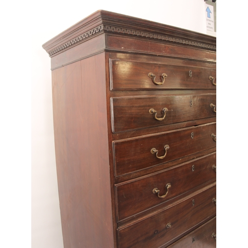 555 - A George III style mahogany secretaire chest-on-chest - 1920s, the dentil cornice over three graduat... 