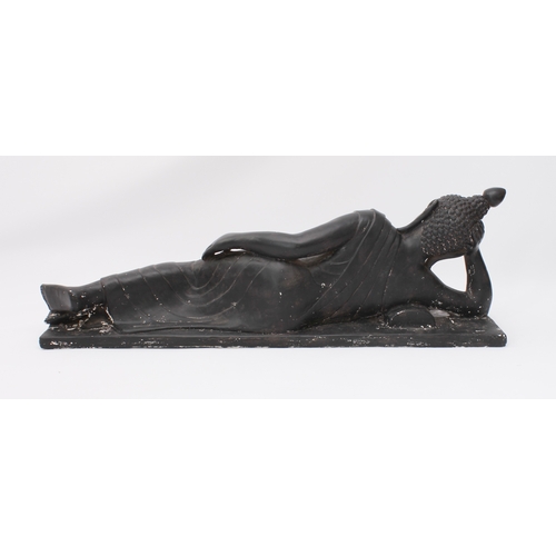 604 - A large fibreglass model of a reclining female Buddha, suitable for indoor or garden use - with pati... 