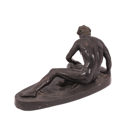 671 - After the antique: a French patinated bronze figure, The Dying Gaul - 19th century, the recumbent fi... 