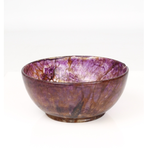 712 - A Derbyshire Blue John bowl - probably 19th century, plain cupped form with shallow circular foot, 1... 