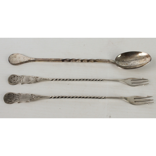 138 - Two pairs of silver pickle forks - one cased, Mappin & Webb, Sheffield 1903; the other pair Edwardia... 