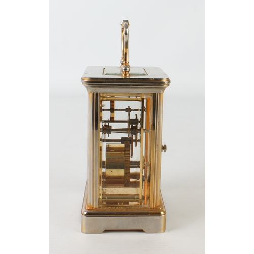 256 - An English Garrard & Co. brass carriage clock - the 11 jewel single train movement signed 'Made in E... 