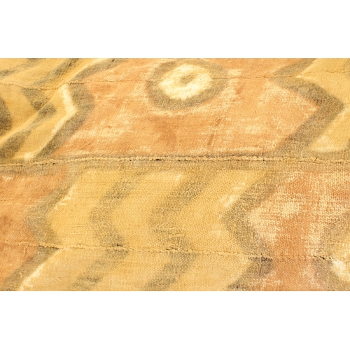 662 - A large painted hand woven fabric panel, possibly African - the pale terracotta ground in woven, joi... 