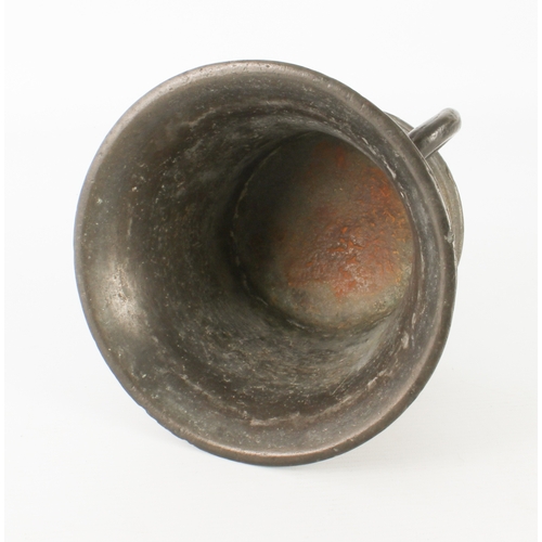 680 - A large cast bronze mortar, probably 19th century - with two loop handles, cast with armorials, 12.5... 