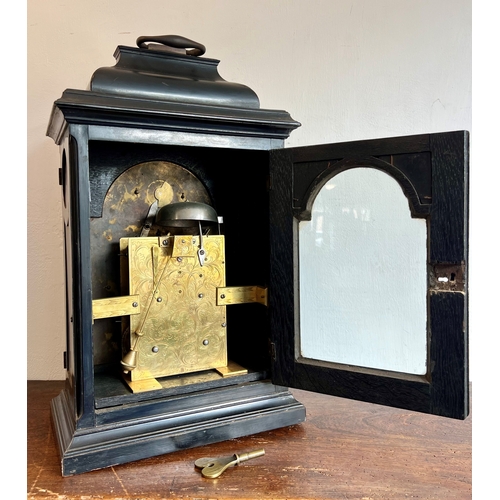 249 - A George II ebony and mahogany cased striking bracket clock by Henry Haynes of Daventry - the brass ... 