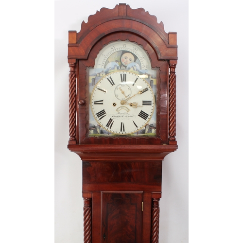 261 - A mid-19th century Welsh mahogany eight day longcase clock with moonphase by William Meredith of Mer... 