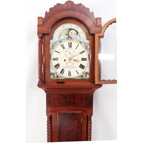 261 - A mid-19th century Welsh mahogany eight day longcase clock with moonphase by William Meredith of Mer... 