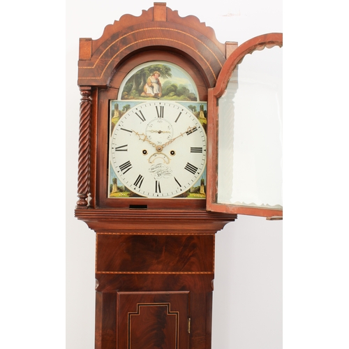 273 - A mid-19th century Cornish inlaid mahogany eight day longcase clock by Hodge of Helston - the signed... 