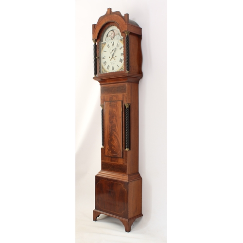 283 - A Regency inlaid mahogany eight day longcase clock with moonphase by Thomas Trall of Brisol - the si... 