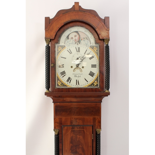 283 - A Regency inlaid mahogany eight day longcase clock with moonphase by Thomas Trall of Brisol - the si... 