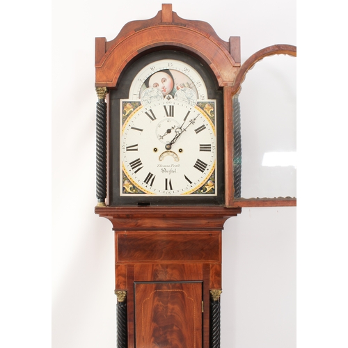 283 - A Regency inlaid mahogany eight day longcase clock with moonphase by Thomas Trall of Brisol - the si... 