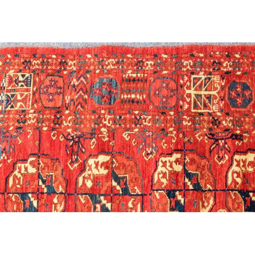 610 - A good Tekke Turkmen carpet - mid-19th century, with five vertical rows of thirteen gols, the main b... 