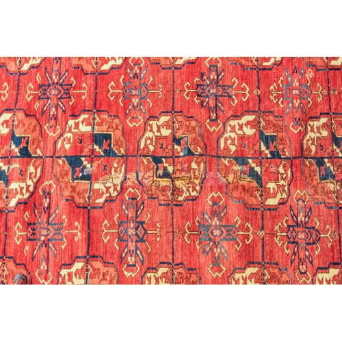 610 - A good Tekke Turkmen carpet - mid-19th century, with five vertical rows of thirteen gols, the main b... 