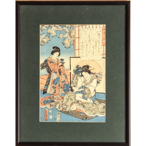 100 - Two 19th century Japanese woodblock prints - both framed and glazed, comprising Toyokuni (1786-1864)... 