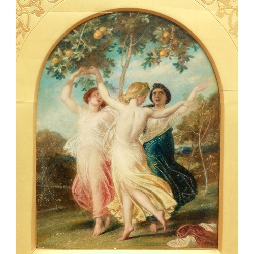 325 - William Edward Frost, RA (British, 1810-1877)
 Three nymphs dancing beneath an apple tree
 oil on pa... 