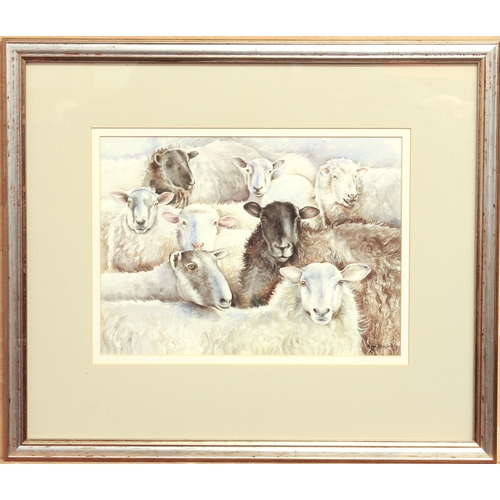 376 - Ann Blockley, RI, SWA (British, contemporary)
 Sheep faces
 watercolour, signed lower right
 9¼ x 12... 