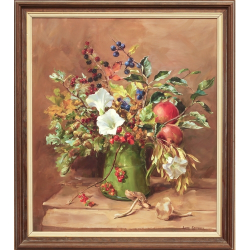 403 - Anne Cotterill (British, 1933-2010)
 Autumnal still life
 oil on board, signed
 22 x 18½in