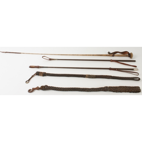 747 - A collection of vintage riding crops and whips - early to mid-20th century, some with antler, carved... 