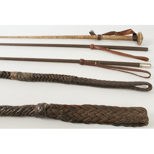 747 - A collection of vintage riding crops and whips - early to mid-20th century, some with antler, carved... 