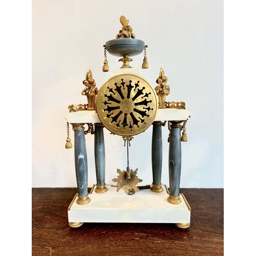 281 - A late 19th century French white marble and gilt bronze three-piece clock garniture - the clock with... 