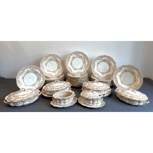 27 - A Royal Crown Derby transfer printed part dinner service - impressed and light brown printed factory... 