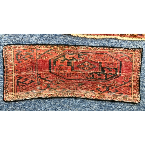 643 - Three hand knotted wool bag faces - the largest Kurdish, 52 x 47cm; one Afshar, 38 x 31cm; and one T... 