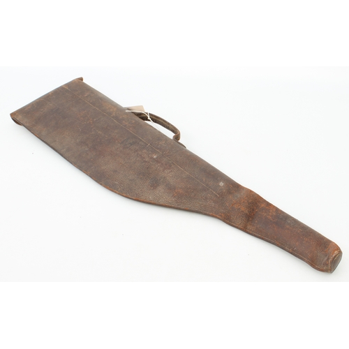 743 - An early 20th century leather shotgun 'leg of mutton' gun case - 78cm long.