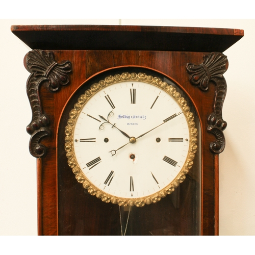 259 - A mid-19th century Austrian Biedermeier grande sonnerie striking rosewood wall regulator - c.1850, t... 