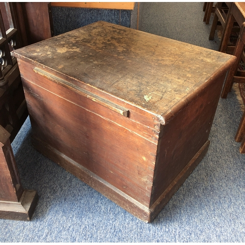 561 - A late 19th century cedar wood trunk - rectangular, with triple hinged lid and plinth base. (LWH 66 ... 