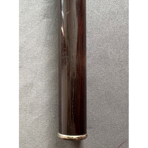 790 - A 19th century cocus wood and silver plated flute by Rudall & Rose - in a fitted rosewood case with ... 