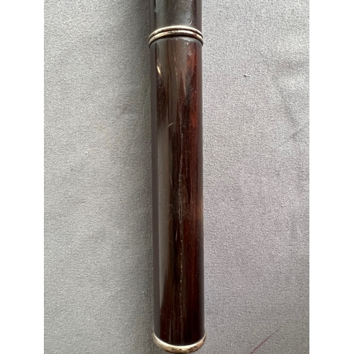 790 - A 19th century cocus wood and silver plated flute by Rudall & Rose - in a fitted rosewood case with ... 