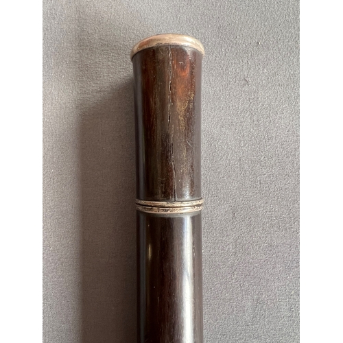 790 - A 19th century cocus wood and silver plated flute by Rudall & Rose - in a fitted rosewood case with ... 