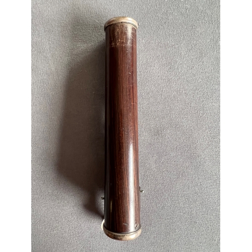 790 - A 19th century cocus wood and silver plated flute by Rudall & Rose - in a fitted rosewood case with ... 