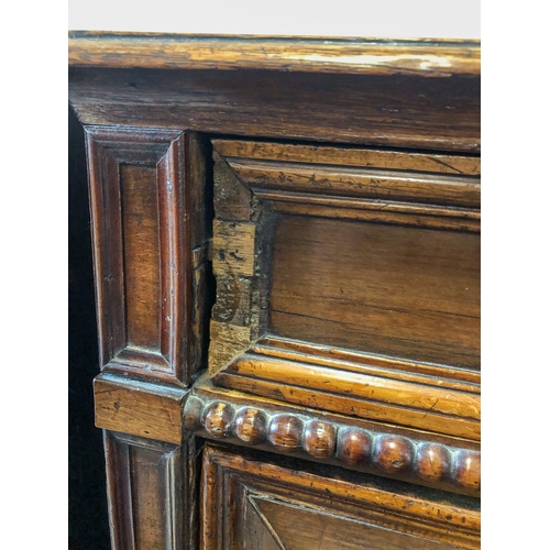 503 - A William and Mary oak and walnut veneered two-part chest of drawers - the top with applied edge mou... 