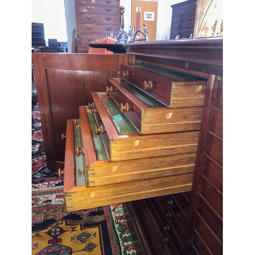 425 - A fine mid-19th century mahogany medal, coin or specimen collector's cabinet - the moulded top over ... 