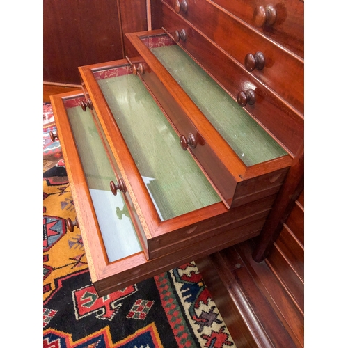 425 - A fine mid-19th century mahogany medal, coin or specimen collector's cabinet - the moulded top over ... 