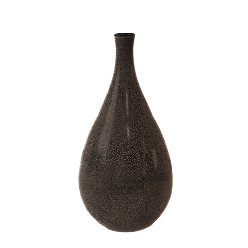 20 - An earthenware bottle vase - late 20th century, glazed to simulate beads of condensation on a black ... 