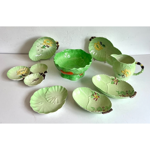 35 - A small collection of Carlton Ware Water Lily and Apple Blossom leaf moulded china - mid-20th centur... 