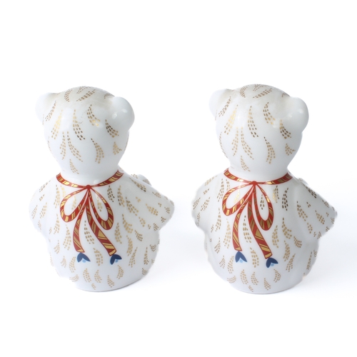 10 - A pair of Royal Crown Derby 'Alphabet Bear' teddy bear paperweights - with iron red printed marks an... 