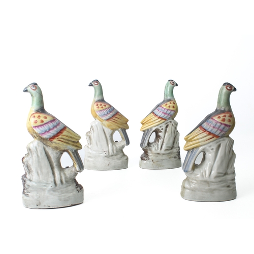 13 - Two pairs of reproduction Staffordshire birds – 25.5cm high.