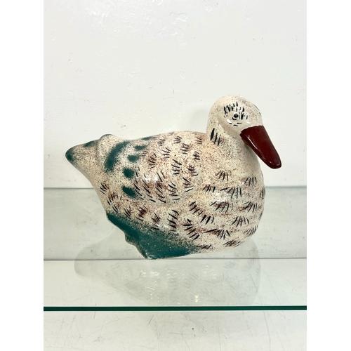 2 - A large glazed earthenware figure of a duck - probably French, second half 20th century, with mottle... 