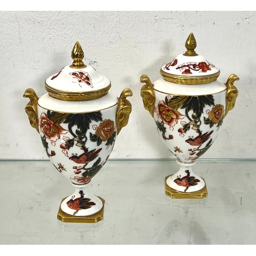 46 - A pair of Coalport 'Hong Kong' pattern bone china covered vases - iron red printed factory marks, of... 