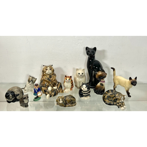 49 - Three Living Ceramics pottery Cats by Clare McFarlane - comprising 'Gatsby', 'Cherry' and 'Pudding',... 