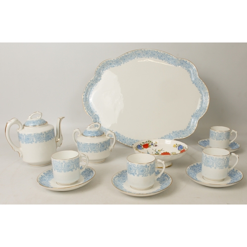 53 - A D. & C. (Limoges) bachelor's tea service:
 4 cups and saucers;
 teapot and lidded sugar bowl.
 Als... 