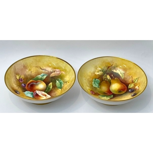 11 - A pair of Caverswall limited edition bowls hand painted with fruit by Roger A. Shuttlebotham - both ... 