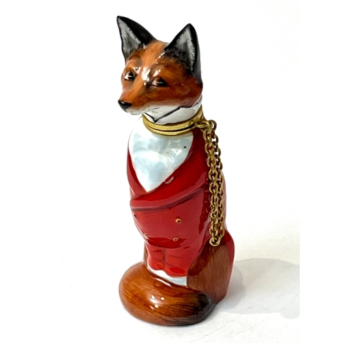 24 - A Royale Stratford bone china fox scent bottle - black printed factory mark, the anthropomorphic sea... 